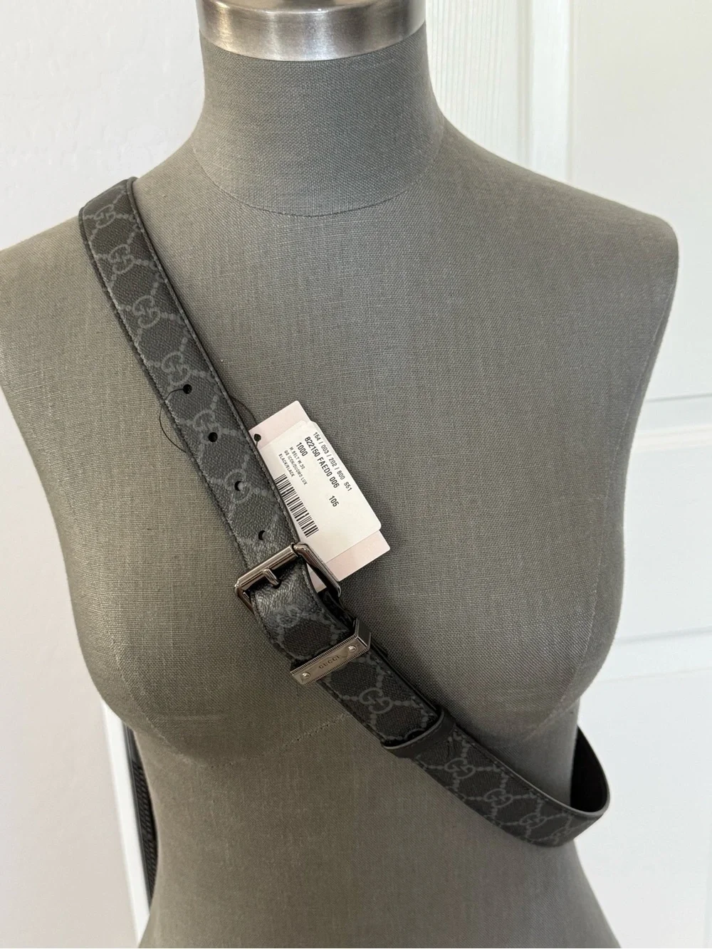 Gucci Black GG Icon/Duomo Lux Leather Belt with Silver Hardware 105